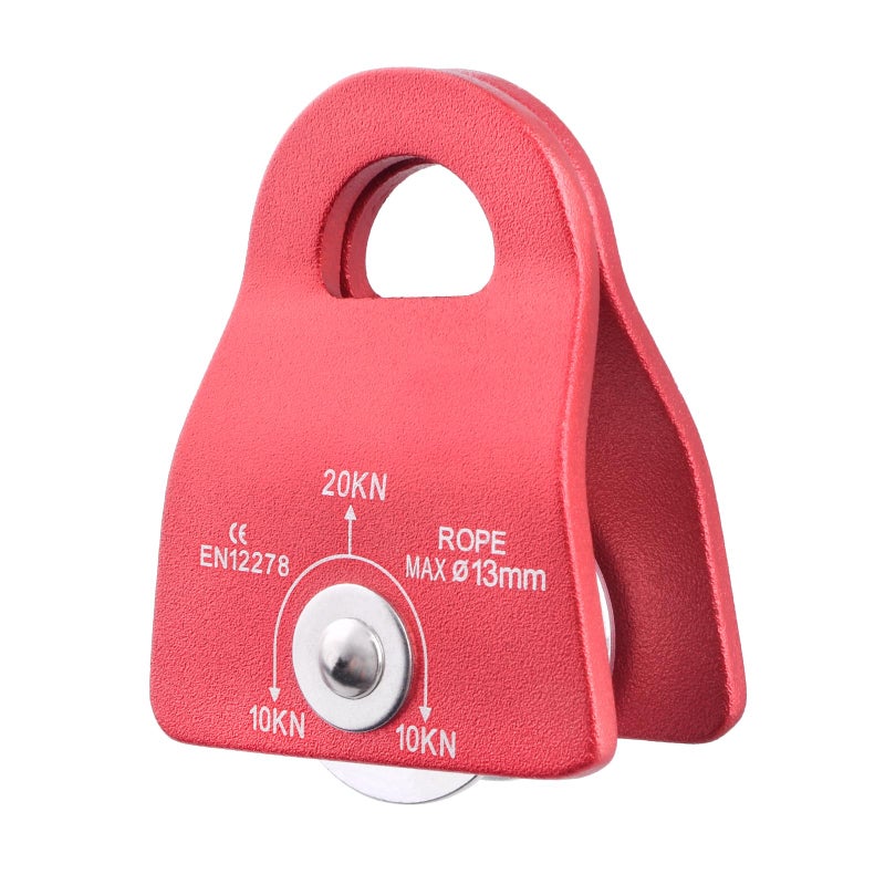 TRIWONDER 20kN Micro Climbing Pulley, Bearing Mobile Sheave Aluminum Fixed Eye Rock Rope Pulley for Rigging Lifting Hitch Tending (Red) - Image 1